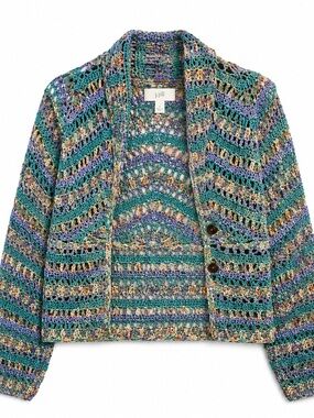 J. Jill HAND CROCHET Open-Weave Chevron Cardigan. Gorgeous and unique